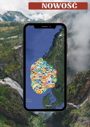 Mapa Norwegii fiordy